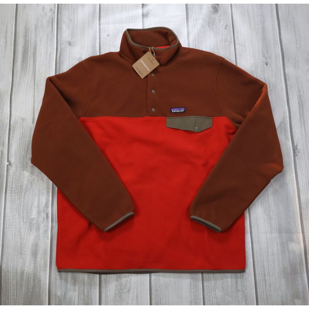 NEW Patagonia Men's Lightweight Synchilla Snap Fleece Pullover Amanita Red Large